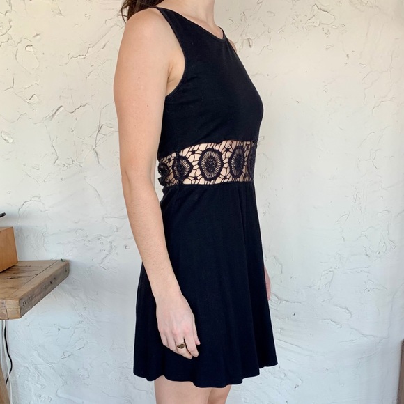 ASOS black mini dress with lace-like cutout detail - Picture 2 of 7